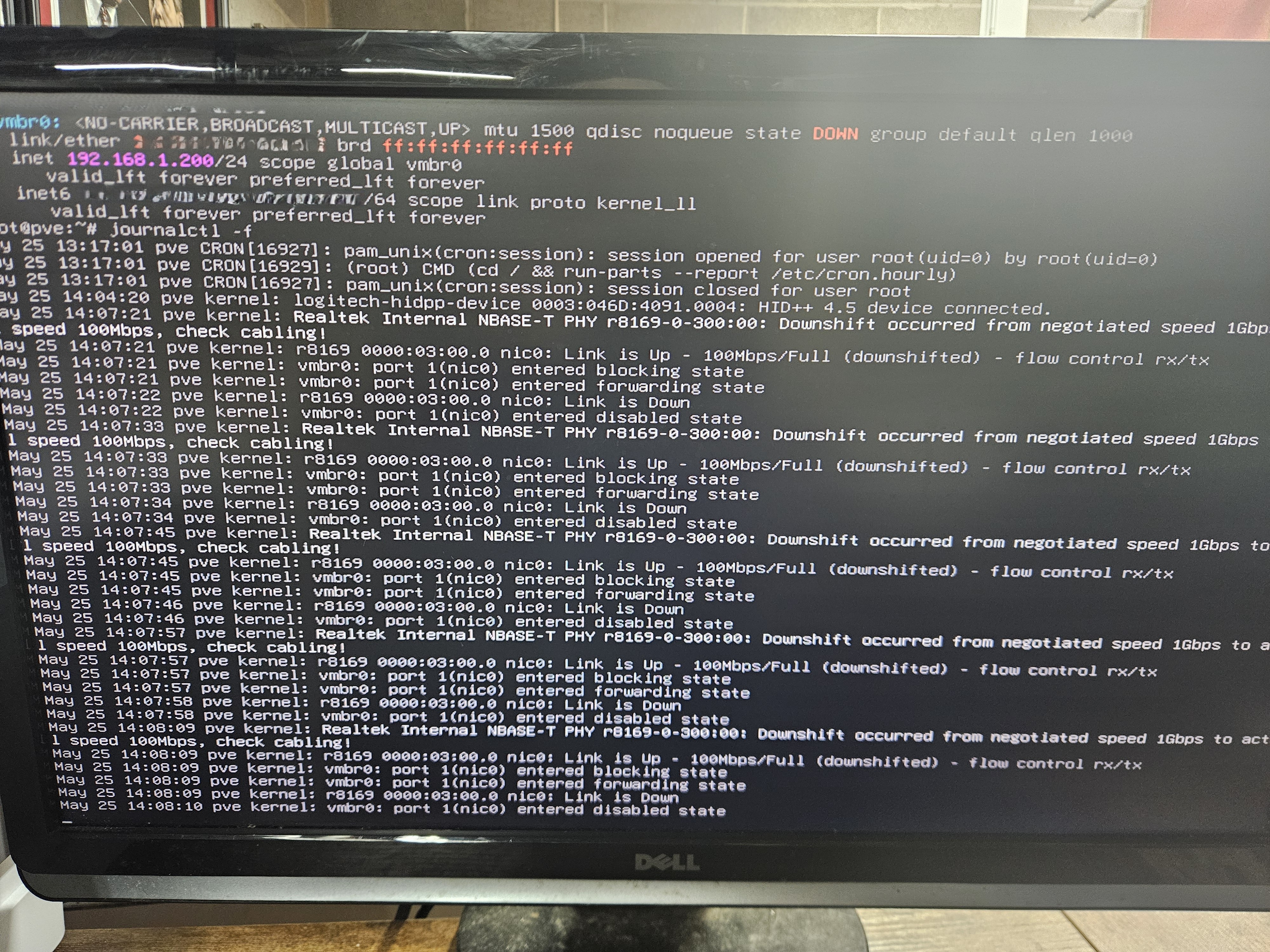 ip addr and journalctl in use